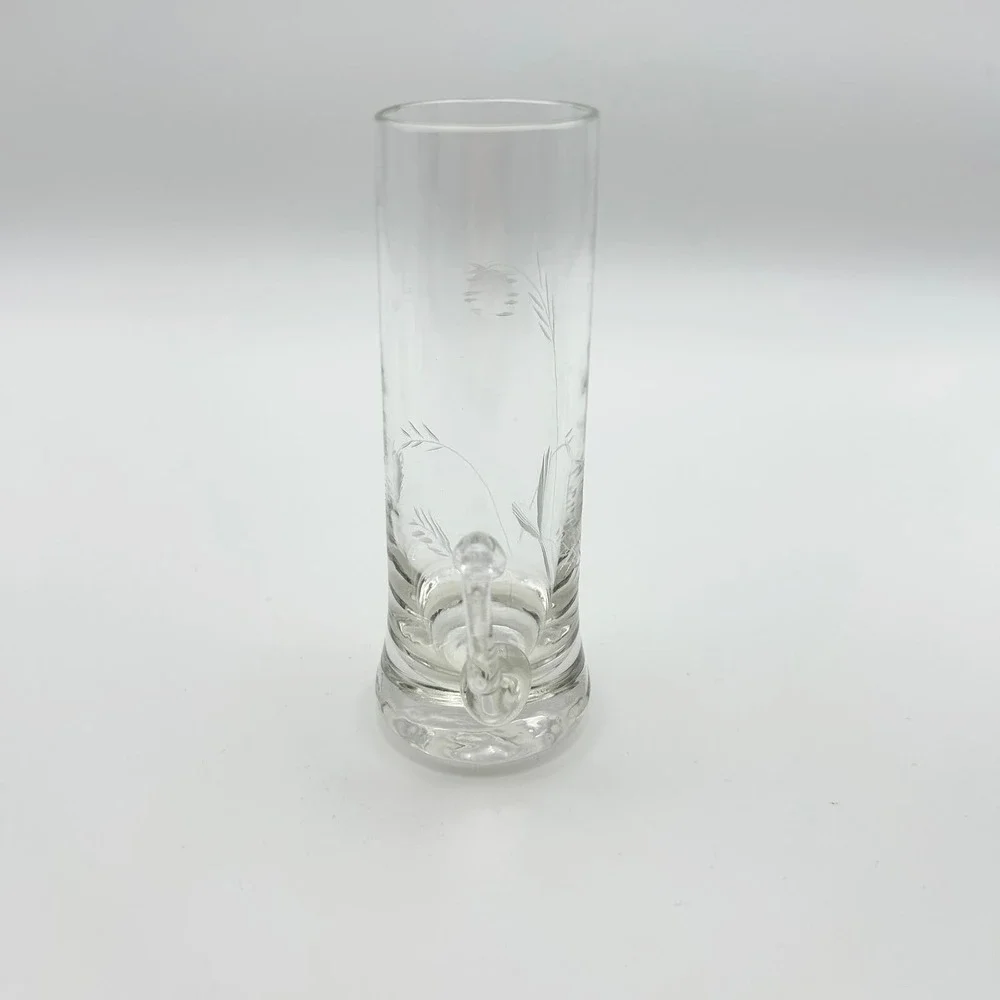 Vintage‎ Etched Crystal Cordial Glasses - Set of 6 Thistle & Wheat Liqueur Cups
